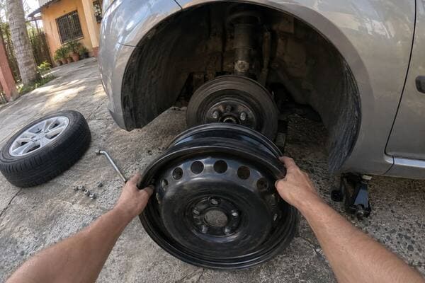 First-person view: change a tire