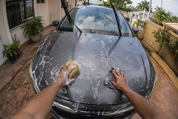 First-person view: wash the car